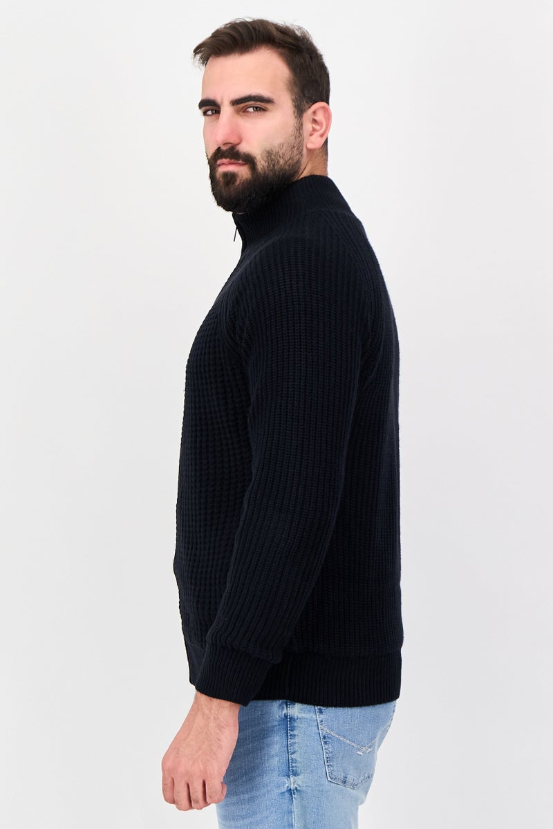 Threadbare Men High Neck Long Sleeve Knitted Sweaters, Black - Image 4